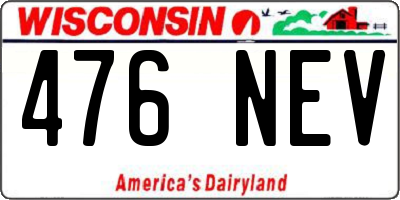 WI license plate 476NEV