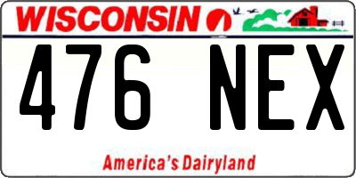 WI license plate 476NEX