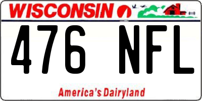 WI license plate 476NFL