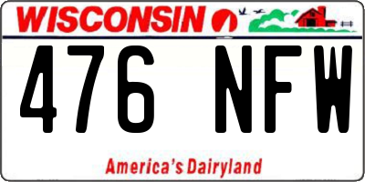 WI license plate 476NFW