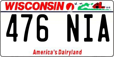 WI license plate 476NIA