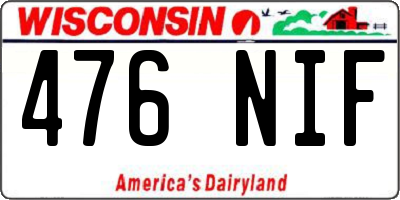 WI license plate 476NIF