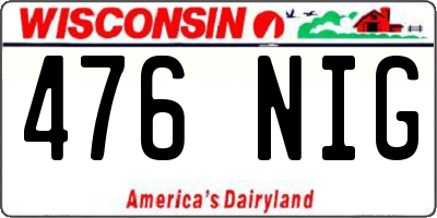 WI license plate 476NIG