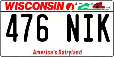 WI license plate 476NIK