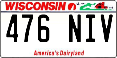 WI license plate 476NIV