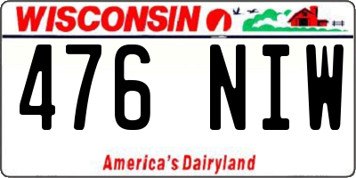 WI license plate 476NIW