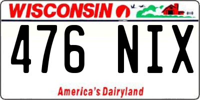 WI license plate 476NIX