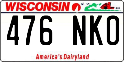 WI license plate 476NKO