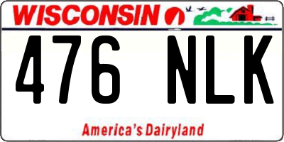 WI license plate 476NLK