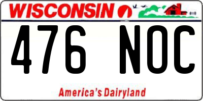 WI license plate 476NOC