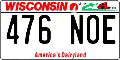 WI license plate 476NOE