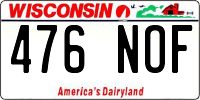 WI license plate 476NOF