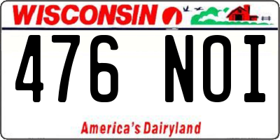 WI license plate 476NOI