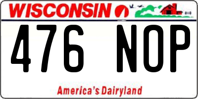 WI license plate 476NOP