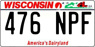 WI license plate 476NPF