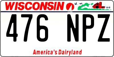 WI license plate 476NPZ