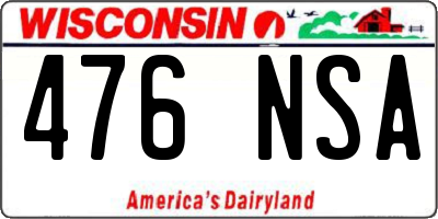 WI license plate 476NSA