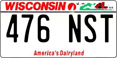 WI license plate 476NST