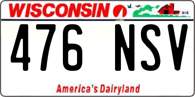 WI license plate 476NSV