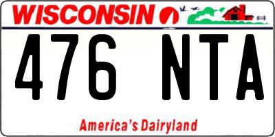 WI license plate 476NTA