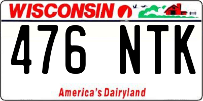 WI license plate 476NTK