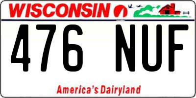 WI license plate 476NUF