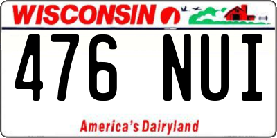 WI license plate 476NUI