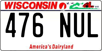 WI license plate 476NUL