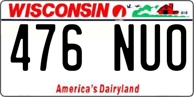 WI license plate 476NUO