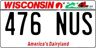 WI license plate 476NUS