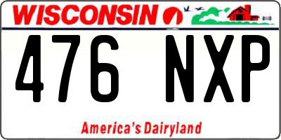 WI license plate 476NXP