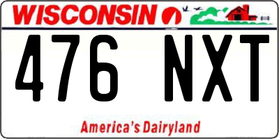 WI license plate 476NXT
