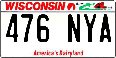 WI license plate 476NYA