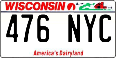 WI license plate 476NYC