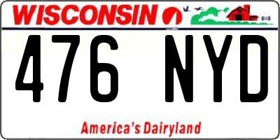 WI license plate 476NYD