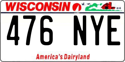 WI license plate 476NYE