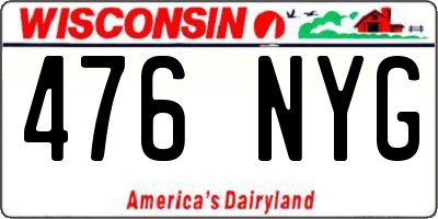 WI license plate 476NYG