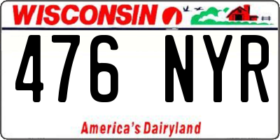 WI license plate 476NYR