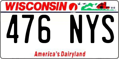 WI license plate 476NYS