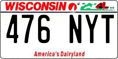 WI license plate 476NYT
