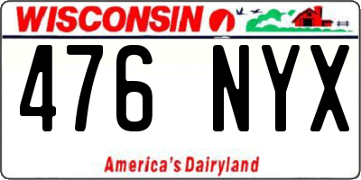 WI license plate 476NYX