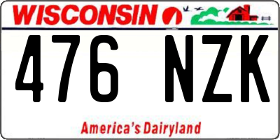 WI license plate 476NZK