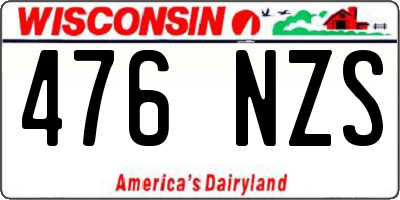 WI license plate 476NZS