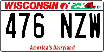 WI license plate 476NZW