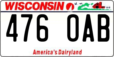 WI license plate 476OAB