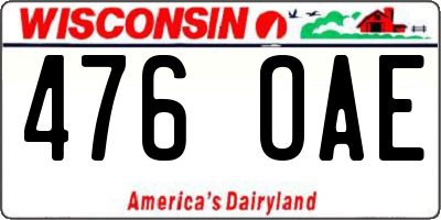 WI license plate 476OAE