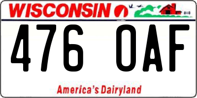 WI license plate 476OAF