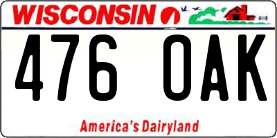 WI license plate 476OAK