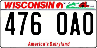 WI license plate 476OAO