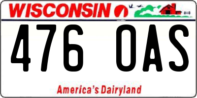 WI license plate 476OAS